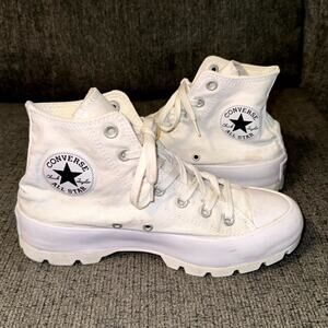 Converse Chuck Taylor All Star Lugged Heel Shoes Women 8 White High-Top Sneakers